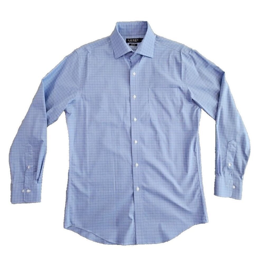 Lauren Ralph Lauren Button-Up Shirt 16 34/35 Blue‎ Label Quiet Luxury Slim Fit